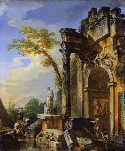 ローマのカンパーニャ、17171719の凱旋門の遺跡 作： Giovanni Paolo Pannini