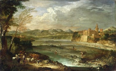 リヴァルタ城のあるトレビアの谷c。 1720 作： Giovanni Paolo Pannini