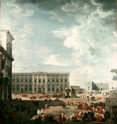 ローマのクイリナーレ広場の眺め 作： Giovanni Paolo Pannini