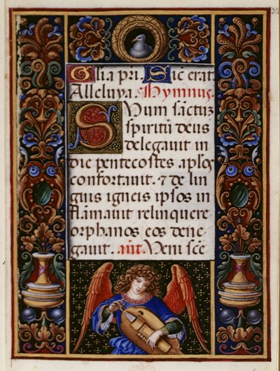 追加 34294 fol.32 「スフォルツァの時間」、ミラノ、c.1490 (ベラム) からの装飾された境界線を持つテキスト ページ 作： Giovanni Pietro Birago