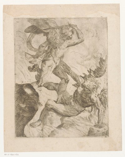 悪魔と戦う大天使ミカエル 作： Giovanni Pietro Possenti