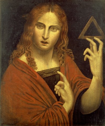 三位一体の象徴を手にするコルコバードのキリスト（パネル） 作： Giovanni Pietro Rizzoli (school of) Giampietrino