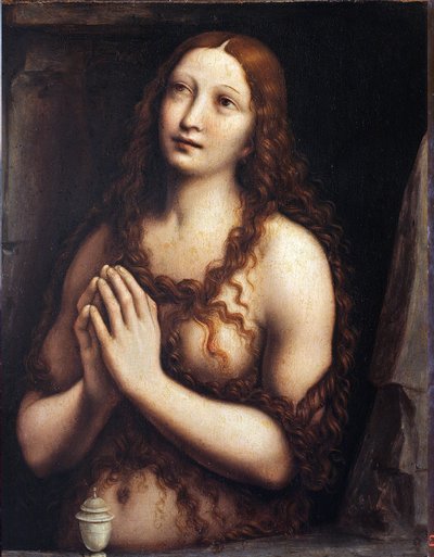 悔い改めたマグダラのマリア par Giampietrino (16 世紀の前半)、16 世紀の前半。 - パネル上のテンペラ、49x39 - エルミタージュ美術館、サンクトペテルブルク 作： Giovanni Pietro Rizzoli Giampietrino