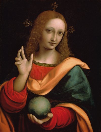 世界の救世主（パネルにテンペラ） 作： Giovanni Pietro Rizzoli Giampietrino