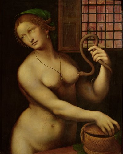 クレオパトラの死（パネルに油彩） 作： Giovanni Pietro Rizzoli Giampietrino