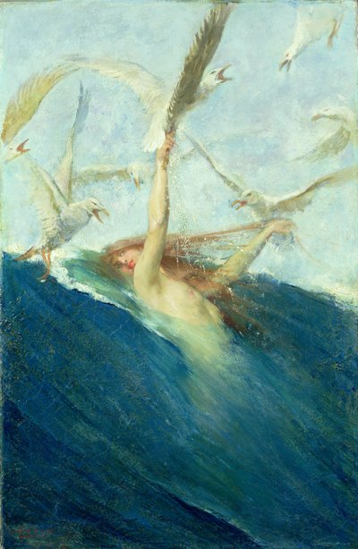 カモメに襲われた人魚 作： Giovanni Segantini