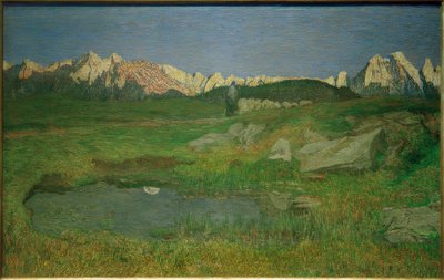日没時の高山の風景 作： Giovanni Segantini