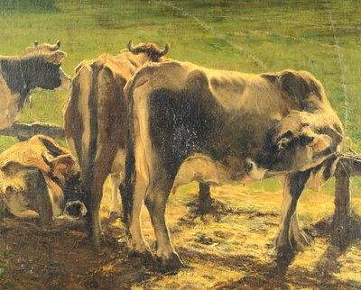 ジョヴァンニ・セガンティーニ（1858-1899）の「ポールにて」、油彩・キャンバス 作： Giovanni Segantini
