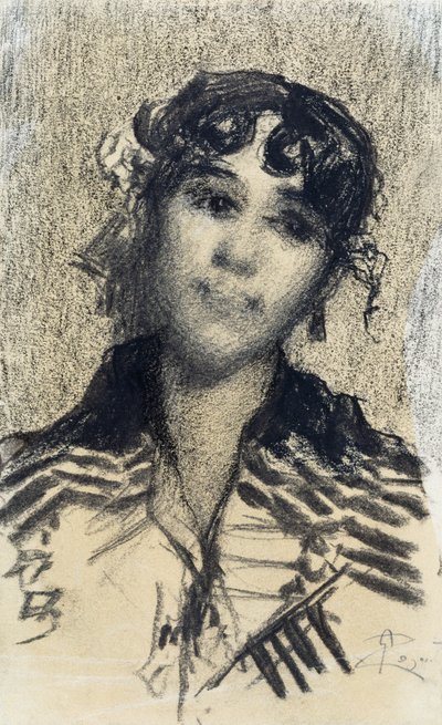 女性の頭部 作： Giovanni Segantini