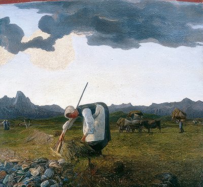 干し草の収穫。 1889-98 作： Giovanni Segantini