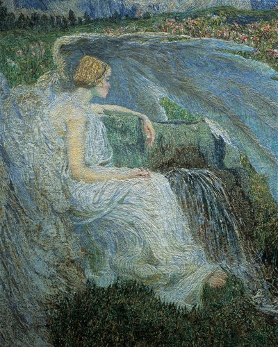 ジョバンニ・セガンティーニ作「生命の泉の愛」または「生命の源の恋人たち」詳細 作： Giovanni Segantini