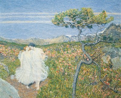 ジョバンニ・セガンティーニ作「生命の泉の愛」または「生命の源の恋人たち」詳細 作： Giovanni Segantini