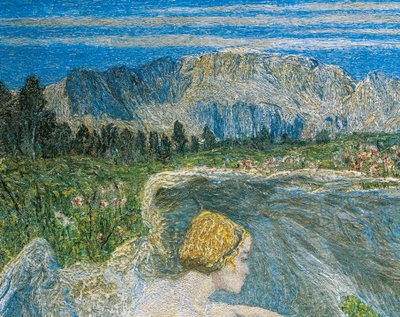 ジョバンニ・セガンティーニ作「生命の泉の愛」または「生命の源の恋人たち」詳細 作： Giovanni Segantini