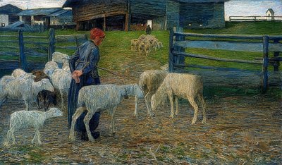 厩舎に戻ります。 1888 作： Giovanni Segantini