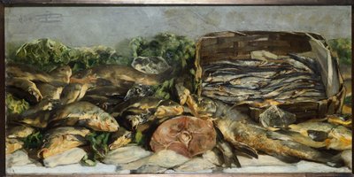 魚のいる静物画 作： Giovanni Segantini