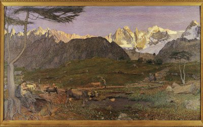 スイス、サンモリッツ、アルプスのトリプティクライフ 作： Giovanni Segantini