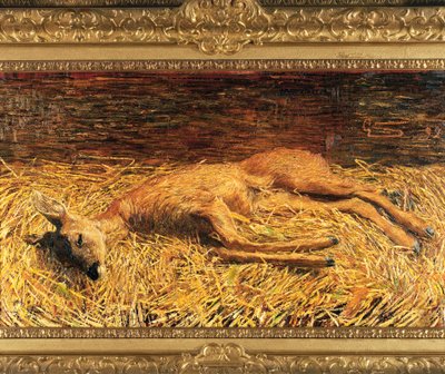 スイス、サンモリッツ、死んだ雌ジカ 作： Giovanni Segantini