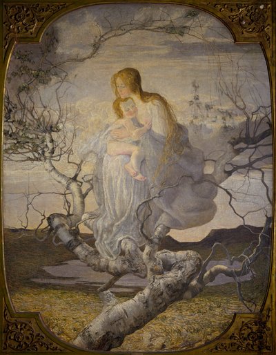 象徴：「生命の天使」ジョバンニ・セガンティーニ（1858-1899）の絵画 1894年日。276x212 cm ミラノ、ガレリア・ダルテ・モデルナ 作： Giovanni Segantini