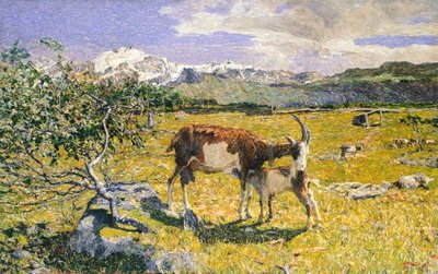 ジョバンニ・セガンティーニ（1858-1899）の「5月のアルプス」。 作： Giovanni Segantini