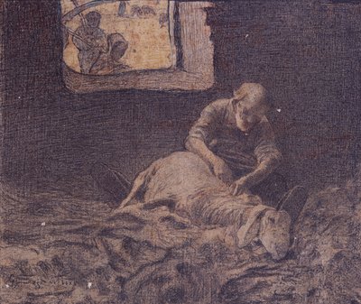 羊の剪断機 作： Giovanni Segantini