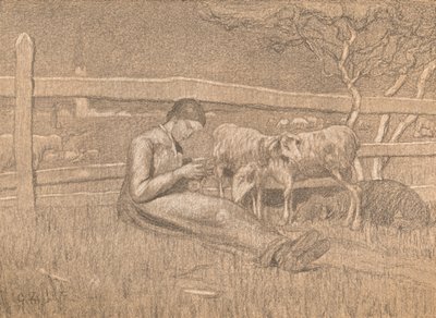 羊飼い、c1888 作： Giovanni Segantini