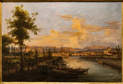 アルノの眺め、1850年頃（キャンバスに油彩） 作： Giovanni Signorini