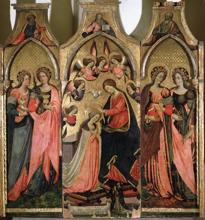 聖母戴冠式のトリプティク - ジョヴァンニ ダ ガエータ (1449 ～ 1472 年頃に活動) による絵画 15 世紀 ガエータ、教区博物館 作： Giovanni da Gaeta