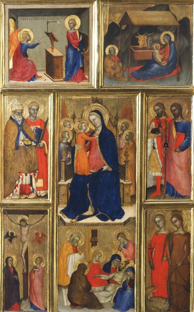 ポリプティック：子供と聖人と聖母マリア 作： Giovanni da Milano