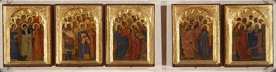プレデラ「聖人、処女、殉教者のポリプティク」（パネルにテンペラ） 作： Giovanni da Milano