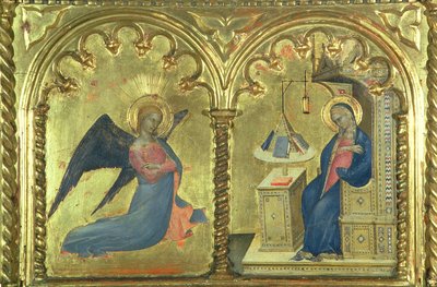 受胎告知、サローネデルIIピアノ、1353-63年の聖人の生活を描いたポリティクの詳細 作： Giovanni da Milano