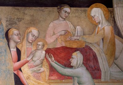 聖母の生涯：マリアの誕生、細部（フレスコ画 作： Giovanni da Milano
