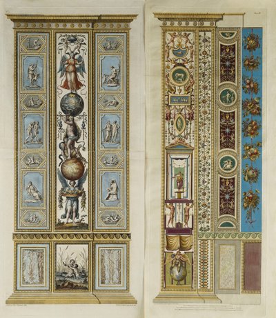 バチカンロッジアのアラベスク装飾（色付きの彫刻） 作： Giovanni da Udine (after)