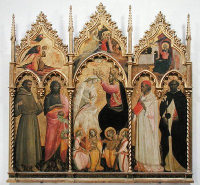 聖人と聖母の戴冠式、c.1420（パネル上のテンペラ） 作： Giovanni dal Ponte