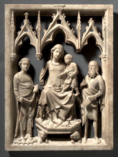 マドンナとチャイルドオブセインツキャサリンとジョンザバプティストc。 1340-1350。 作： Giovanni di Agostino