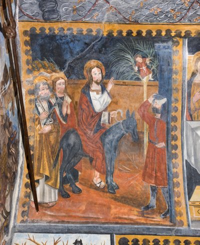 キリストの物語ヤシの枝で迎えられるイエスのエルサレム入城 作： Giovanni di Cherasco Botoneri