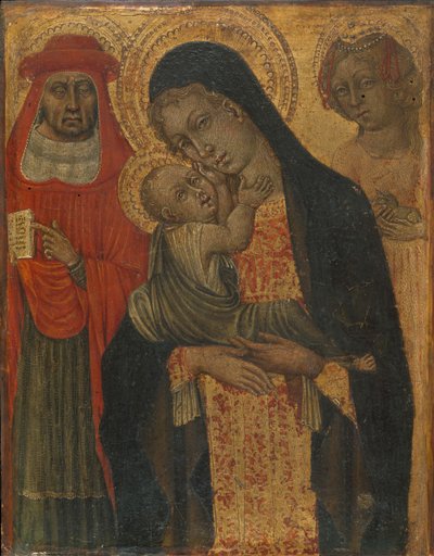 聖人ジェロームとアグネスとマドンナと子供、ca。 1465。 作： Giovanni di Paolo