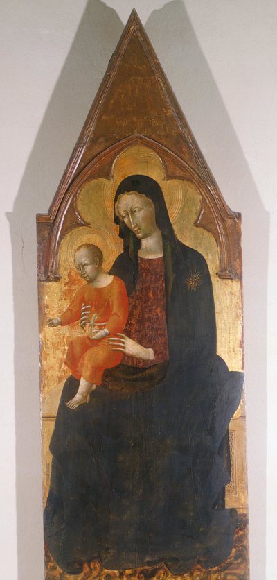 マドンナと子供、ジョヴァンニ・ディ・パオロ（1403-1482年頃）によるポリプティクの詳細 作： Giovanni di Paolo