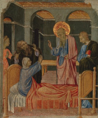 福音伝道者聖ヨハネはドルシアナを育てる1460。 作： Giovanni di Paolo