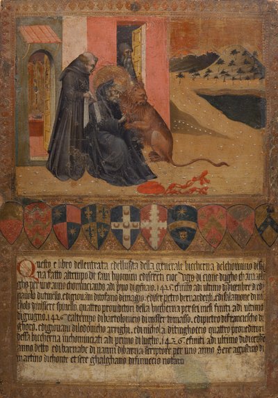 ライオンの足からとげを取る聖ジェローム 作： Giovanni di Paolo