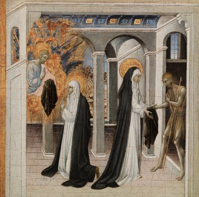 シエナと乞食の聖カタリナ、1460年代。 作： Giovanni di Paolo