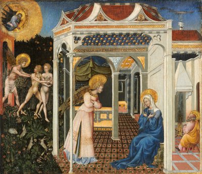 受胎告知と楽園からの追放 作： Giovanni di Paolo