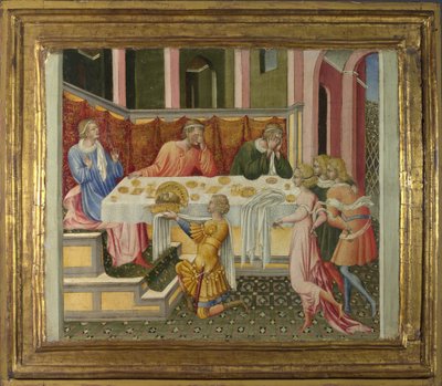 バプテスマのヨハネの頭がヘロデプレデラパネルに持ち込んだ1454 作： Giovanni di Paolo
