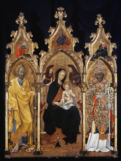 聖ニコラウスのトリプティク（サン・ニコロ） - パネルにテンペラ 作： Giovanni di Paolo di Grazia