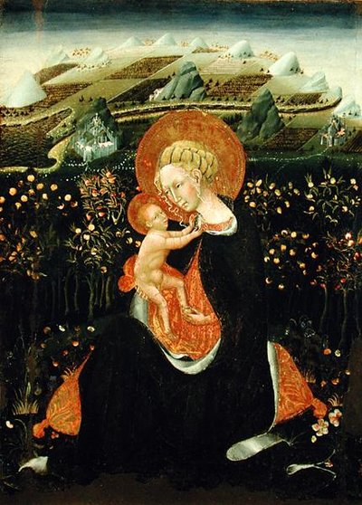 謙遜のマドンナ、1450〜60年頃（パネル上のテンペラ） 作： Giovanni di Paolo di Grazia