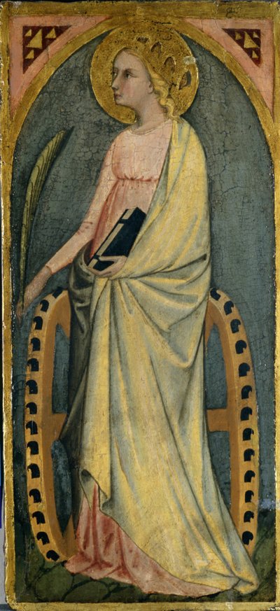 セントキャサリン、1400年頃（ポプラの木のテンペラ） 作： Giovanni di Paolo di Grazia