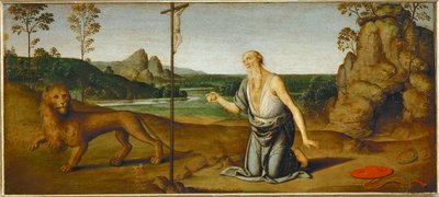 砂漠の聖ジェローム 作： ジョヴァンニ ディ ピエトロ (c.1450-1529) (スタジオ)