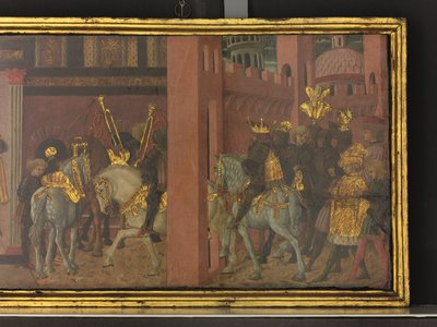 トラヤヌスと未亡人の物語 カッソーネ・パネルの細部 1450年頃 パネルにテンペラ 作： Giovanni di Ser Giovanni Scheggia
