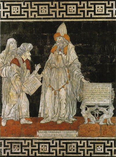 ヘルメス・トリスメギストス。 シエナ大聖堂の床モザイク、1488年。 作： Giovanni di Stefano