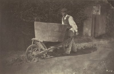 手押し車を持った農民の男性、1870年。 作： Giraudon