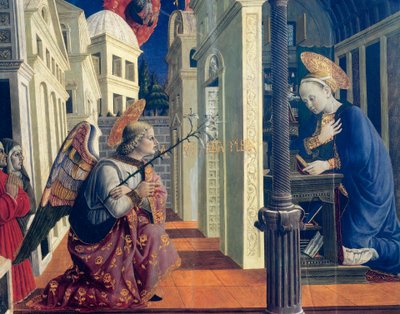 Anunciação por Girolamo di Giovanni de Camerino (ca 1449-1473), detalhe, ca 1460 作： Girolamo Giovanni